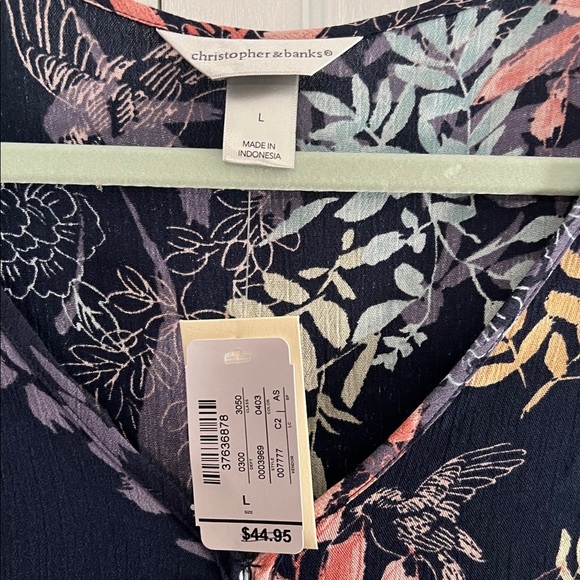 Christopher & Banks Navy Floral Tunic - Picture 2 of 3